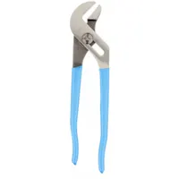 Tongue and Groove Plier: Flat, Groove Joint, 1 1/2 in Max Jaw Opening, 9 1/2 in Overall Lg, Serrated (MPN 420)