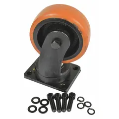 Swivel caster kit designed for lift tables and pallet positioners. Compatible with Stacker and part number 2LEC1. Enables easy repositioning of equipment in material handling environments.
