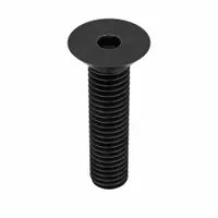 Flat head socket cap screw with 7/16"-14 thread size and 1 1/2" length. Made of alloy steel with black oxide finish. Drive size 1/4", right-hand thread, inch system. Supplied in a 50-piece pack. Used in applications requiring a flush surface, such as machinery assembly, jigs, and fixtures
