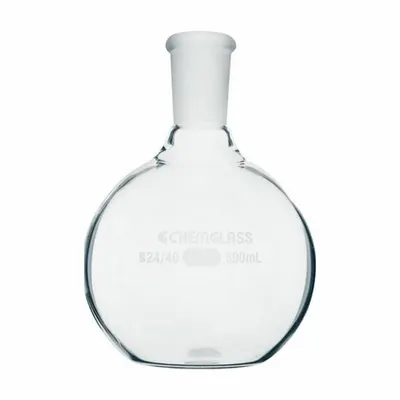 CHEMGLASS Labu Didih: 500 mL, Tidak Berwarna, Dasar Datar, A - Glass Boiling Flasks