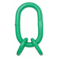 This CAMPBELL master and connecting link assembly is grade 100 with an oblong shape. It has a working load limit of 45,000 lb and is intended for lifting applications. Used in rigging systems to connect slings, hooks, and other hardware.