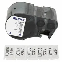 Combined Label and Ribbon Cartridge: 3/4 in x 1 1/2 in, 1 1/2 in, Metalized Polyester, Black on Gray (MPN M5-30-428)