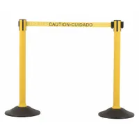 Barrier Post with Belt: 38 1/2 in Post Ht, 77 in Belt Lg, Yellow, 2 No. of Posts, Message (MPN U2055CAU)