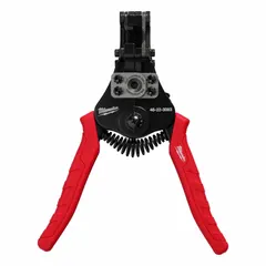 Automatic wire stripper and cutter for 8 AWG to 20 AWG solid and 10 AWG to 22 AWG stranded wire. Features a deluxe cushion grip and 4-13/16 in overall length. Suitable for cutting and stripping standard stranded wire in electrical installation and maintenance tasks.