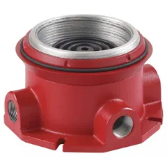 Red surface-mount base for FSEX warning lights. Overall width 6 15/16 inches. Provides a mounting platform for visual signaling in industrial environments.