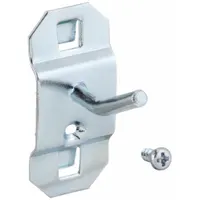 APPROVED VENDOR Single Rod Pegboard Hook: 1 3/4 in x 1 in, Screw-In, Surface, Silver