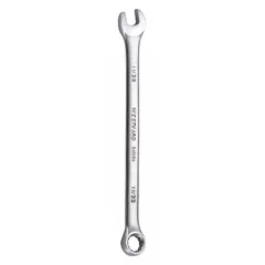 This SAE 12-point combination wrench features an 11/32-inch head size and a 5 7/8-inch overall length with an offset design. The satin finish provides a corrosion-resistant surface. Suitable for tightening or loosening fasteners in automotive, mechanical, and industrial maintenance applications.