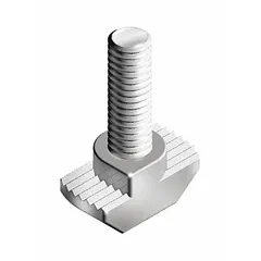 Metric drop-in T-slot studs for Fath 45 Series aluminum framing. Steel construction with zinc-plated finish. M8 thread, 20 mm thread length, for 10 mm slot width. Pack of 4. Commonly used to secure components in structural framing systems for machine guards, workstations, and industrial structures.
