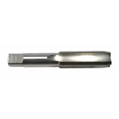 Alloy steel taper tap with M18x1-1/2 thread size. Used for cutting internal threads in metal components, particularly for starting threads in blind holes. Suitable for threading tasks in pneumatic equipment and general machinery applications.