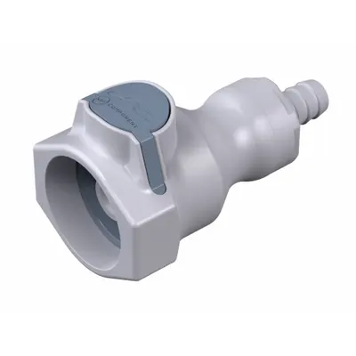 CPC Kopling Koneksi Cepat: Lurus, 3/8 in Ukuran ID, Quick-Disconnect Coupler x Barbed - Polypropylene Quick-Disconnect Tube Fittings
