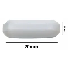 Octagonal stir bar made of Alnico, 20 mm long and 8 mm in diameter. White in color and autoclavable. Used for laboratory mixing and stirring applications requiring consistent agitation and sterilization.