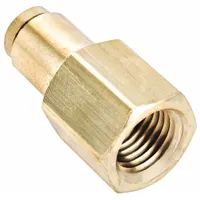 Push-Fit Adapter Fitting: 1/4 in OD x 1/8 in Pipe Fitting Size, Push-to-Connect x FNPT, Brass (MPN 66PTC-4-2)