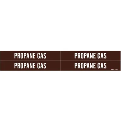 BRADY Penanda Pipa: Gas Propana, Coklat, Putih, Cocok untuk Diameter Luar Pipa 3/4 hingga 2 3/8 in - Propane Gas Adhesive Pipe Markers