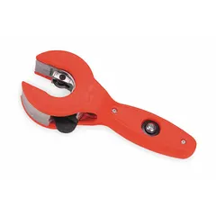 This metal tubing cutter is designed for cutting steel or copper tubing with outer diameters from 5/16 in to 1 1/8 in. The ratcheting standard wheel mechanism provides controlled cutting action, suitable for plumbing, HVAC, and mechanical maintenance applications. Constructed from steel for durability.