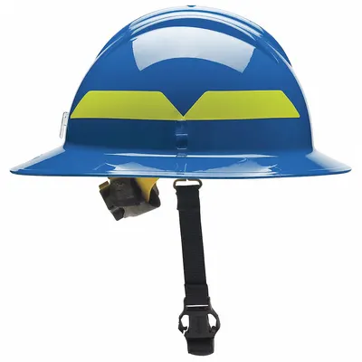 BULLARD Wildland Fire Helmet: Blue, Full Brim, Chin Strap