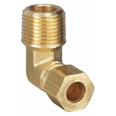 PARKER Siku Fitting Kompresi: 1/2 in OD x 1/4 in Ukuran Fitting Pipa, Kompresi x MNPT - Standard Sleeve Brass Compression Fittings