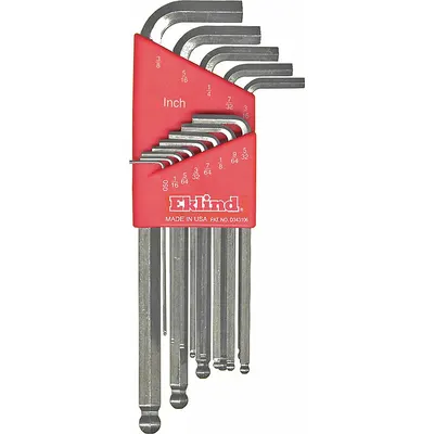 EKLIND Set Kunci Heksagonal: 11 - 15 Buah, Bright-Ball-Hex-L Long, L, SAE, Ujung Bola Tunggal - L-Shaped Hex Key Sets