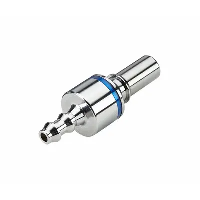 Kopling Sambungan Cepat CPC: Lurus, Ukuran ID 1/4 in, Biru Sejuk, Berbarb/Sambungan Cepat - Chrome-Plated Brass Quick-Disconnect Tube Fittings