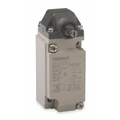OMRON Plug-In Limit Switch: Roller Arm Plunger, Metallic, Momentary, Plug-In - Rotary-Motion Limit Switches without Levers