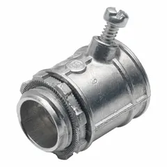 Zinc set screw connector for terminating rigid metal conduit (RMC) to boxes or enclosures. Features a 1/2" male thread and non-insulated design. CSA Listed. Suitable for industrial electrical installations requiring a secure connection.