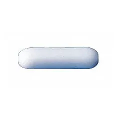 This micro stir bar is used for mixing small volumes of liquids in laboratory applications such as chemical synthesis, sample preparation, and biological assays. It is made of Alnico, has a white color, and is autoclavable for sterilization. The bar measures 12.7 mm in overall length and 3 mm in diameter, suitable for use in narrow vessels like microcentrifuge tubes.