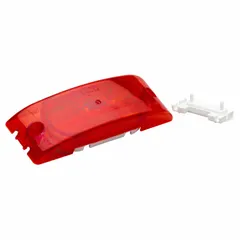 Rectangular replacement lens for vehicle side marker lighting. Made of red polycarbonate, it measures 2 inches in height and 1 inch in width. Used to indicate the side profile of trucks, trailers, and heavy equipment.