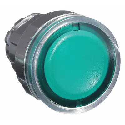 SCHNEIDER Tombol Tekan Rata: Hijau, Ukuran Pemasangan 22 mm, Logam - Illuminated Flush-Mount Push-Button Operators