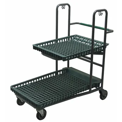 R.W. ROGERS Kereta Utilitas: 600 lb, 2 Rak, 37 in P x 22 in L Datar - Nestable Utility Carts