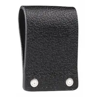 Black leather swivel belt loop designed for carrying Motorola radios. Compatible with XPR 7000 series including model XPR7580. Provides a rotating attachment point for convenient belt-mounted use in professional communication environments