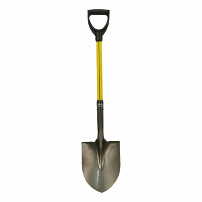 NUPLA Sekop Ujung Bulat: Bilah Baja, 14 ga, Tipe Gagang D-Grip, Gagang Fiberglass - Round Point Shovels