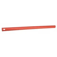 Red snap-on pipe marker with white legend area for custom labeling. Fits pipe outer diameters from 3/4 to 1-3/8 inches. Includes directional arrows. Used to identify pipe contents and flow direction in industrial piping systems.
