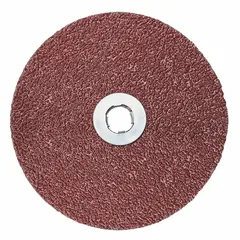 Ceramic fiber discs for grinding and blending carbon steel and soft metals. 5" diameter with GL Quick-Change arbor hole (5/8"-11 connector). 36 grit, 25-pack. Minimizes heat buildup during weld grinding, deburring, and surface preparation.