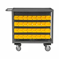 DURHAM MFG Bin Cart: 1,200 lb, 64 Bins/Tubs, 2 Shelves, Gray, 5 in L x 4 in W x 3 in H, Yellow (MPN RSC-2436-BLP-64-210-95)