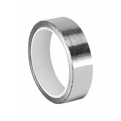 Silver, acrylic foil tape rated 600 V, 4 mil thick, 6 yd long. Used for electrical shielding, grounding, and splicing in low-voltage applications such as control panels and cable repairs.