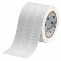 Wraparound label made of polyvinyl fluoride with black-on-white printing. Measures 1/2 in x 29/32 in. Compatible with BBP12 printer series; requires IP-R4307 ribbon. Used for cable, wire, and component identification in industrial environments