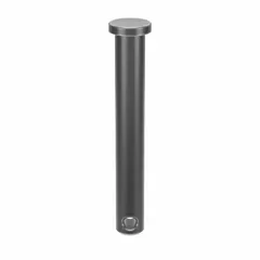 Steel clevis pin with plain finish, 5/16 in diameter and 2-1/4 in shank length, overall length 2.25 in. Used to connect a clevis to a rod or other component in mechanical linkages, such as agricultural equipment, construction machinery, and industrial rigging. Supplied in a 25-piece pack.