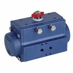 Double-acting pneumatic actuator from the 82 Series, delivering 2,905 in-lb of torque at 80 psi. Housing is PTFE-coated aluminum with ISO mount pattern F07/F10. Designed for automated on/off or modulating control of quarter-turn valves such as ball and butterfly valves in industrial process systems.