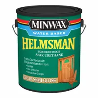 This oil-based wood varnish is formulated for interior use, providing a clear, semi-gloss finish that enhances and protects wood surfaces. Suitable for application on wood furniture, trim, and cabinetry, it is supplied in a 1-gallon container