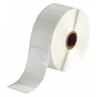 Nylon, white precut label roll measuring 3/4 in x 1 1/2 in, containing 1,500 labels. Compatible with BBP11 printer series and requires R4913 ribbon. Used for industrial identification tasks such as cable marking, asset tagging, and safety signage