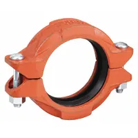 This grooved pipe coupling is used to join two sections of 4-inch pipe in industrial piping systems. Constructed from ductile iron with an EPDM seal, it is rated for a maximum operating pressure of 750 psi at 150°F. Suitable for applications such as fire protection, HVAC, and process lines