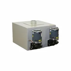 Duplex condensate return pump system with a 24-gallon cast iron tank, 1 hp motor, 230/460V AC power, and 70 ft maximum head. Designed to collect and return condensate from steam systems back to the boiler in industrial facilities.