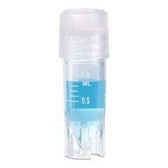 Cryogenic Vial, Polypropylene, 1 mL, Sterile, Colorless, Self-Standing, Conical Bottom, External Thread, with Closure