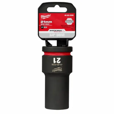 MILWAUKEE Soket Impact Dalam: Ukuran Penggerak 3/4 in, Metrik, Ukuran Soket 21 mm, 6-Point - 3/4" Drive Impact Sockets