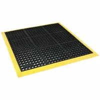 Antifatigue Mat: 40 in x 40 in, 7/8 in Thick, Raised Diamond Studs, Black with Yellow Border (MPN 549S4040YB)