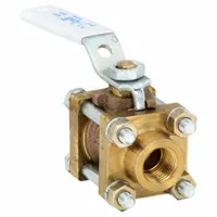 This APOLLO manual two-way ball valve features a 3/8 in bronze body with full port design for minimal pressure drop. Straight configuration with female NPT threads on both ends and a lever handle for quick quarter-turn operation. Suitable for on/off control in plumbing and industrial piping systems handling water, oil, or gas