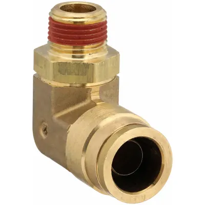 PARKER Fitting Siku Dorong-Terhubung: 3/8 in OD x 1/4 in Ukuran Fitting Pipa, Push-to-Connect x MNPT - Brass Air Brake Fittings