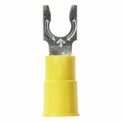 3M Pipa Penyusut: Kuning, Vinil, Ukuran Stud #10, Rentang Kawat 12 AWG – 10 AWG - Insulated Fork Terminals