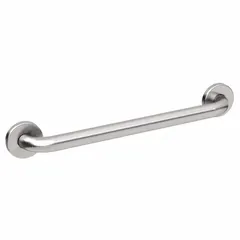 Straight grab bar made of satin-finished stainless steel with antimicrobial properties. Measures 36 inches in length with a 1 1/4 inch diameter and supports up to 800 lb. Suitable for providing secure support in bathrooms, showers, and other areas where hygiene and stability are required.