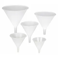 General Purpose Lab Funnel Set, HDPE, White, 5-Piece (1.89 L, 946.35 mL, 473.17 mL, 236.58 mL, 118.29 mL)