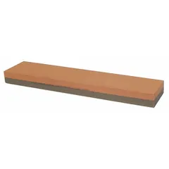 This NORTON India dual-grit oilstone is made of aluminum oxide with a coarse side for shaping edges and a fine side for honing and polishing. It is used for manual sharpening of cutting tools, knives, and blades in maintenance and tooling applications.